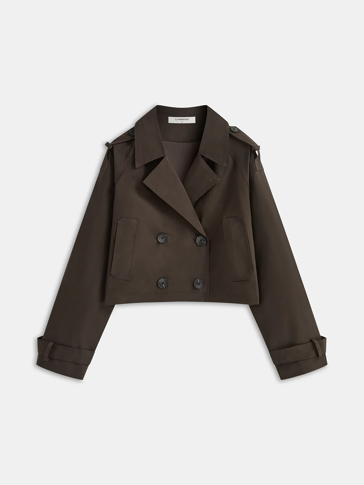 Double-Button Cropped Trench Coat | Commense