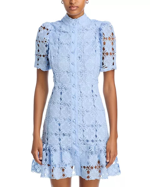 AQUA Floral Lace Mock Neck Mini Dress -Exclusive  | Bloomingdale's Women | Bloomingdale's (US)