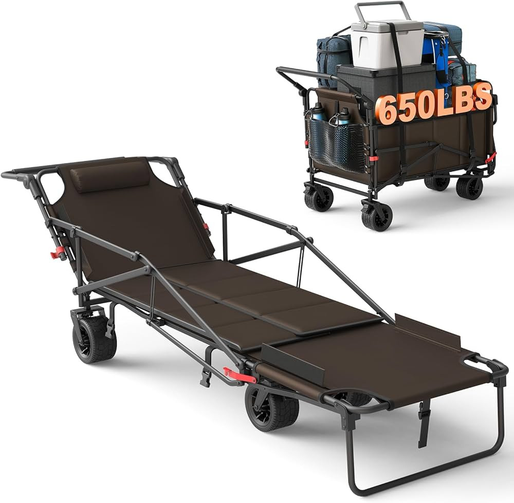 LEVELEVE Heavy Duty Folding Wagon - 2-in-1 Collapsible Cart, 650lb Capacity, All-Terrain Wheels w... | Amazon (US)
