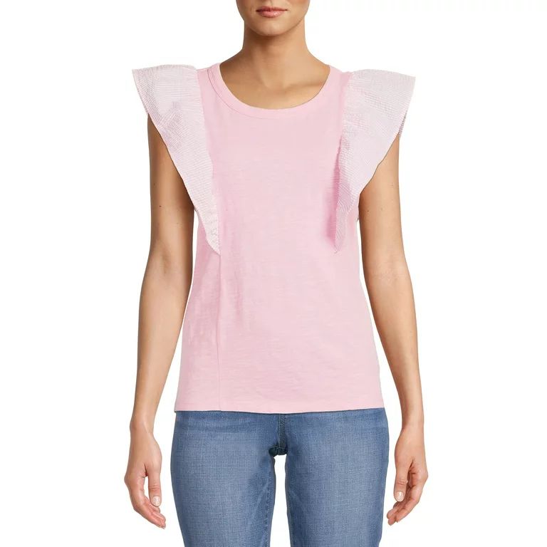 Time and Tru Women's Flutter Sleeve Tank Top | Walmart (US)