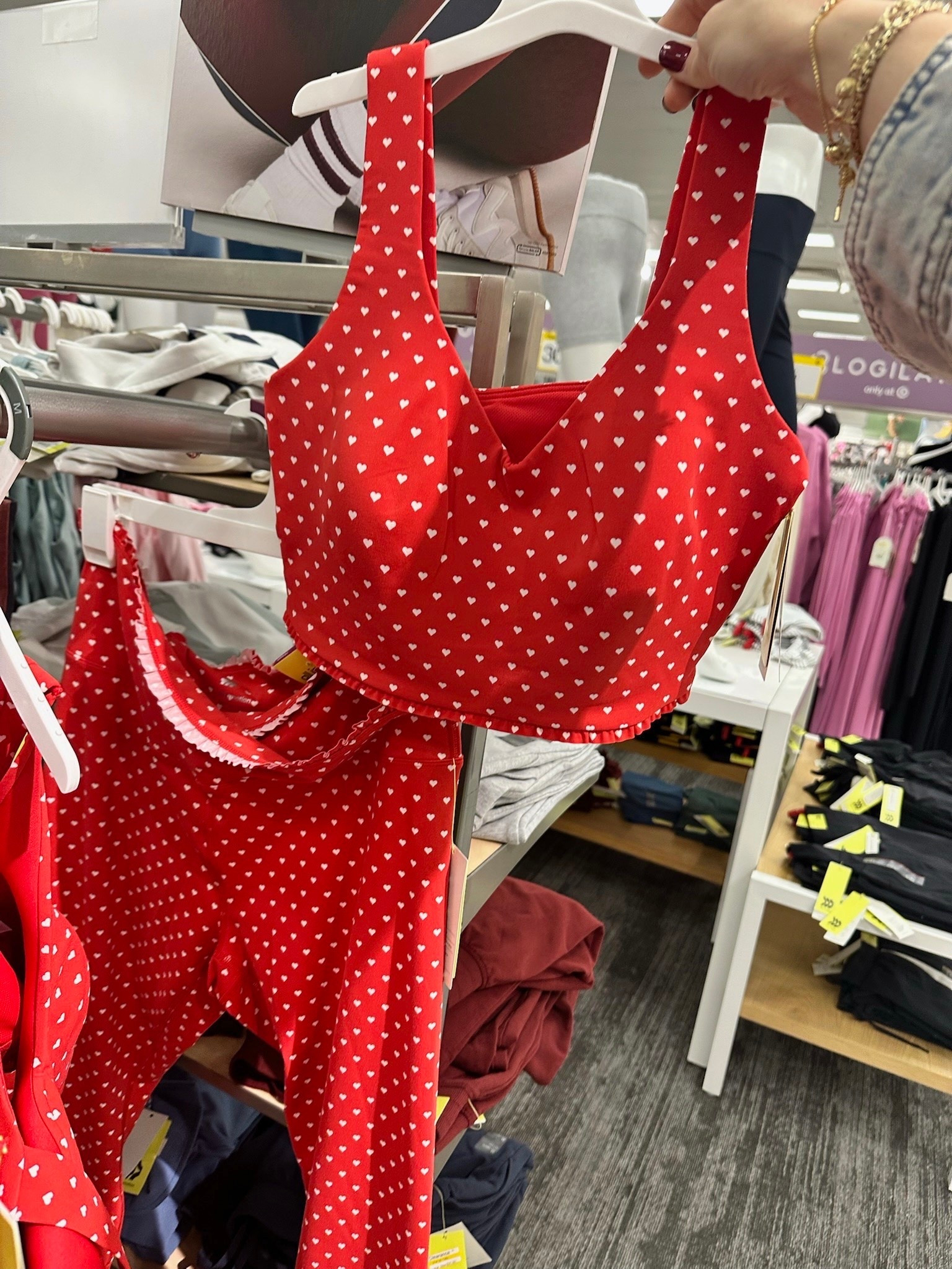 Perfect for Valentine’s Day!!! 😍😍In love with the Target Valentine’s Day line! Thesavannahk women’s sports bra ruffle sports bra viral target valentines workout outfit womens activewear target joylab target athleisure 

#LTKSeasonal #LTKActive