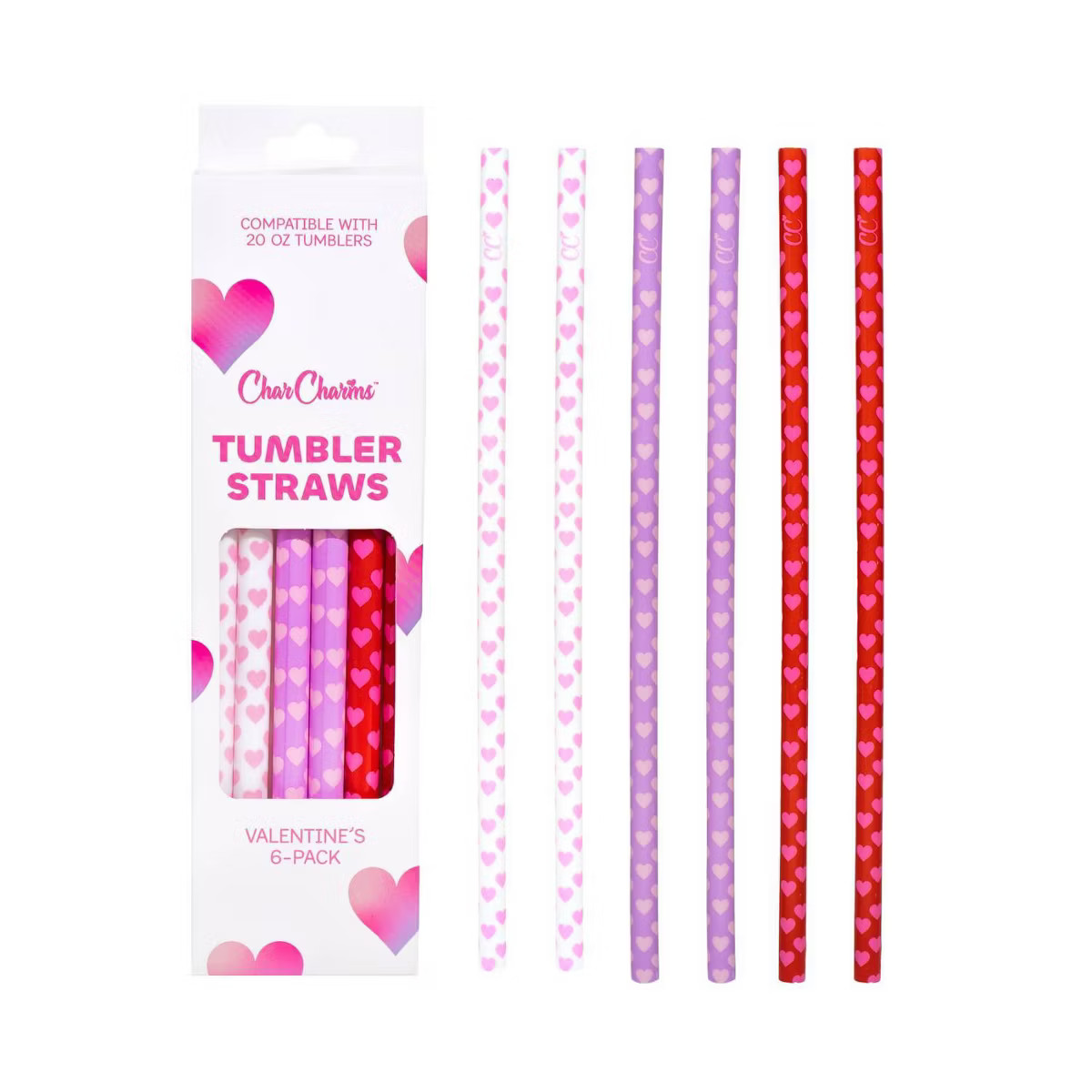 CharCharms 6pk Valentines Water Bottle Straws | Target