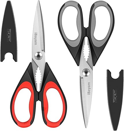 Kitchen Shears, iBayam 2-Pack Kitchen Scissors Heavy Duty Meat Scissors, Dishwasher Safe Cooking ... | Amazon (US)