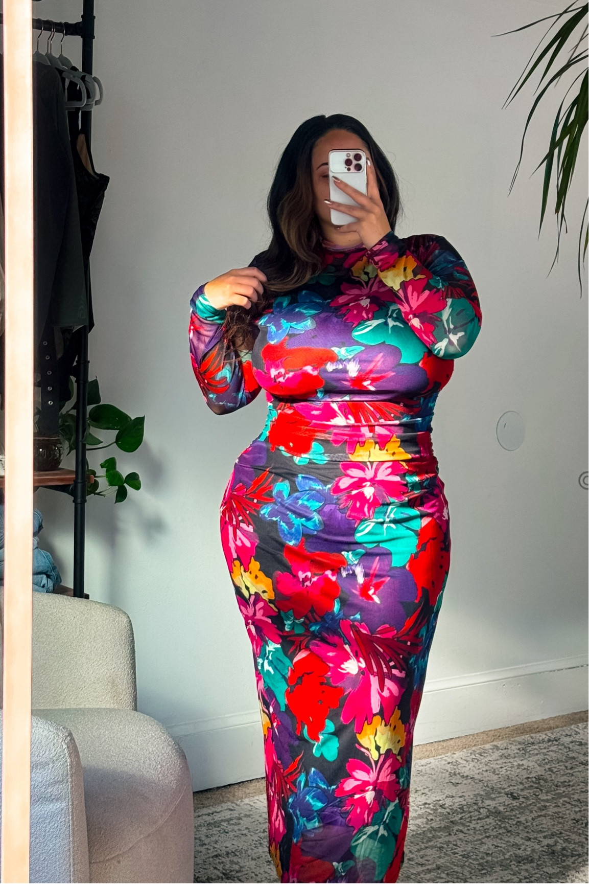 Floral dress that carries into fall & winter seamlessly! 

Mesh overlay with sewn in liner. 

Stretchy and soft 

Wearing a size XL 

#LTKStyleTip #LTKPlusSize #LTKMidsize