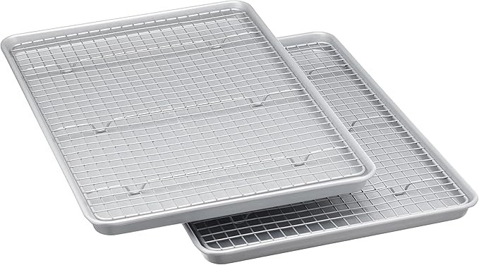 Amazon Basics Ceramic Nonstick Baking Sheets & Cooling Rack Set, Non-Toxic, Half Sheet Size, 2-Pa... | Amazon (US)