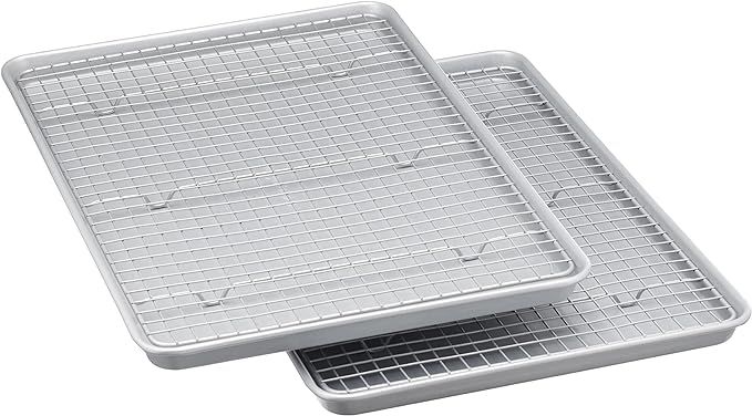 Amazon Basics Nonstick Baking Sheets & Cooling Rack Set, Half Sheet Size, 2-Pack, Gray | Amazon (US)