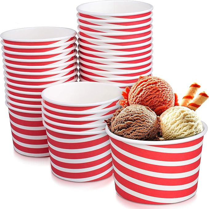 Ice Cream Sundae Cups - 50 Paper Disposable Dessert Bowls and Party Supplies Cups 8-Ounces Red | Amazon (US)