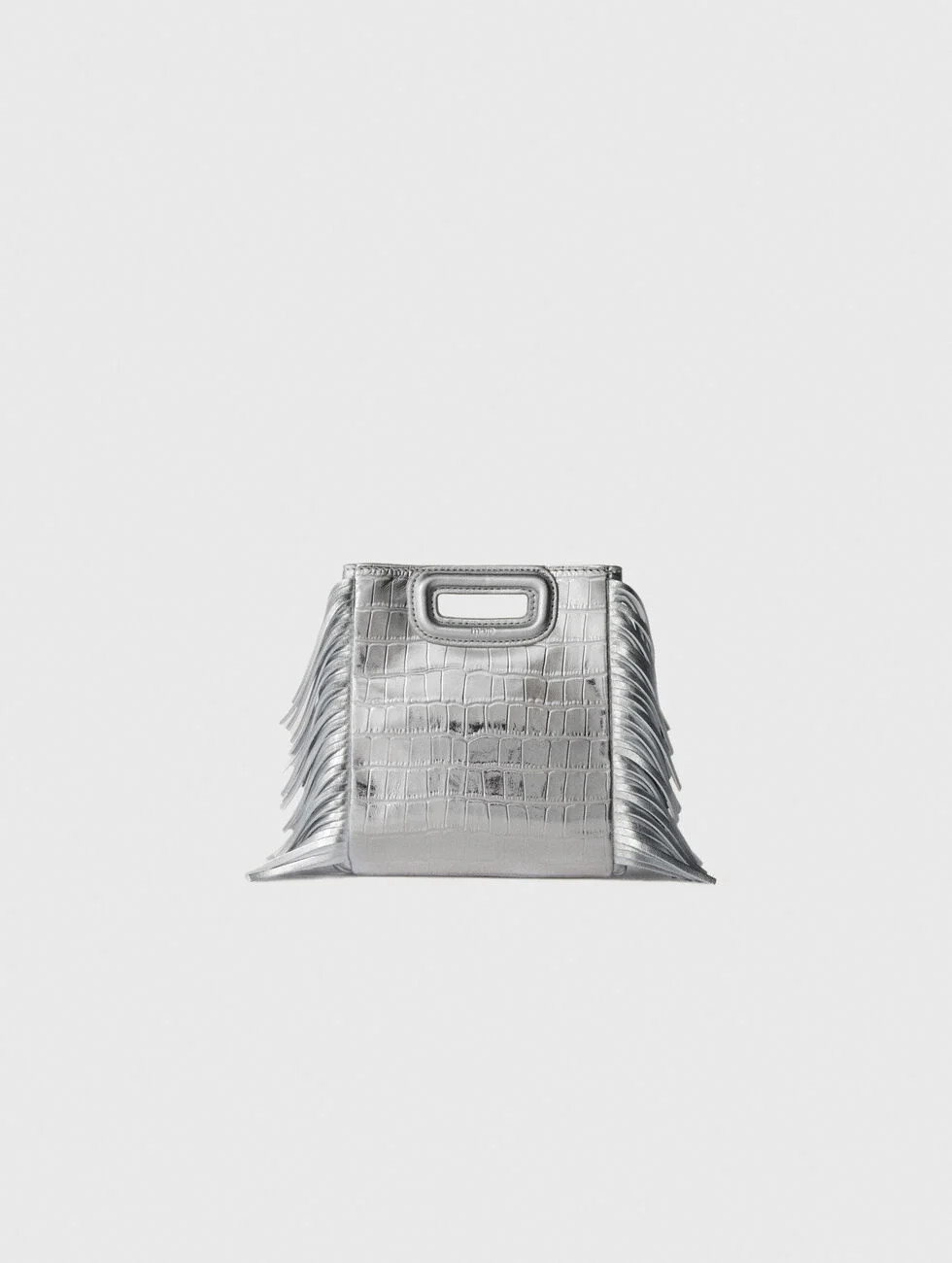 Mini embossed-leather M bag with chain Black / Gray for Women | Maje | Maje US