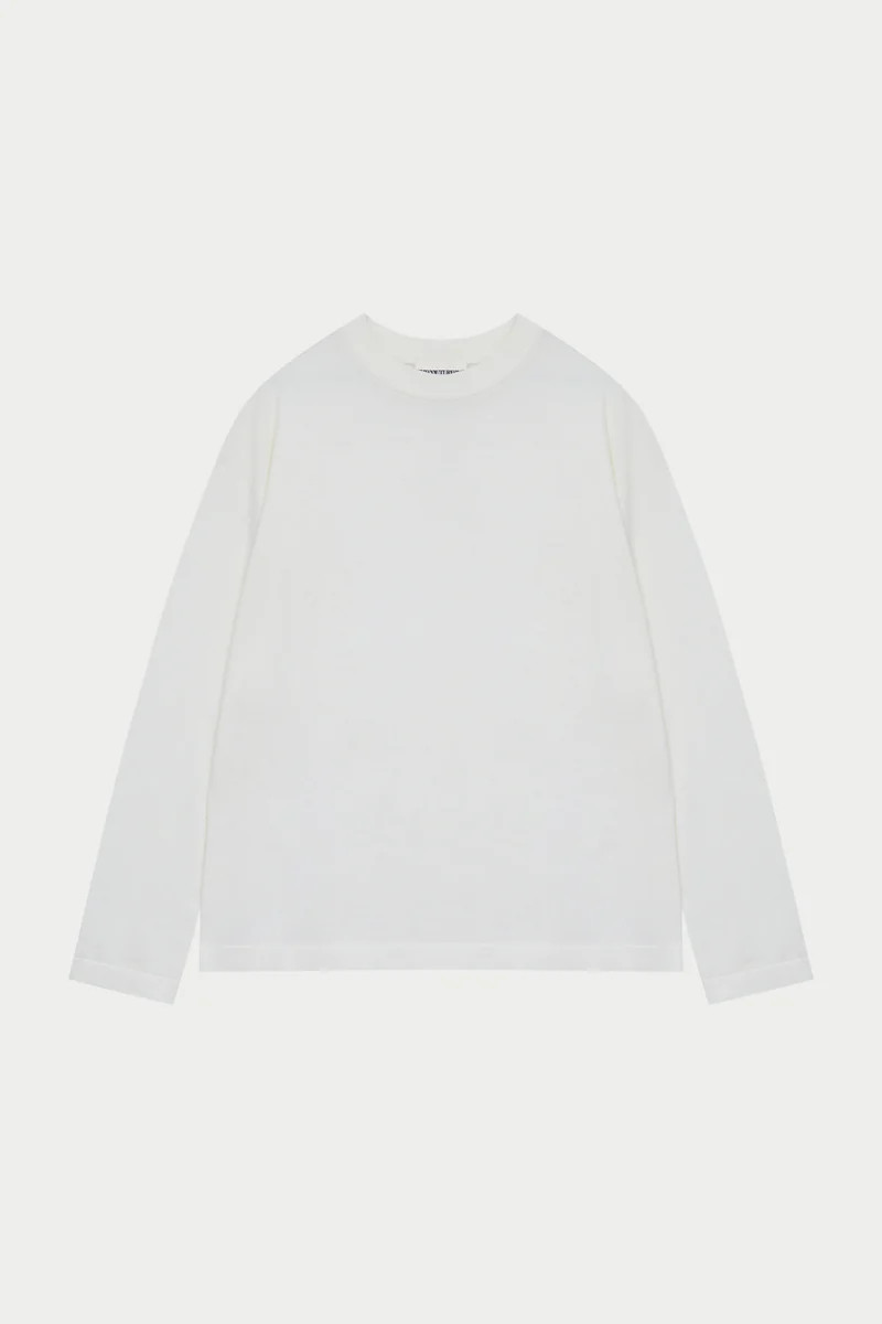 FINE GAUGE KNIT LONG SLEEVE T-SHIRT - OFF WHITE | The Couture Club