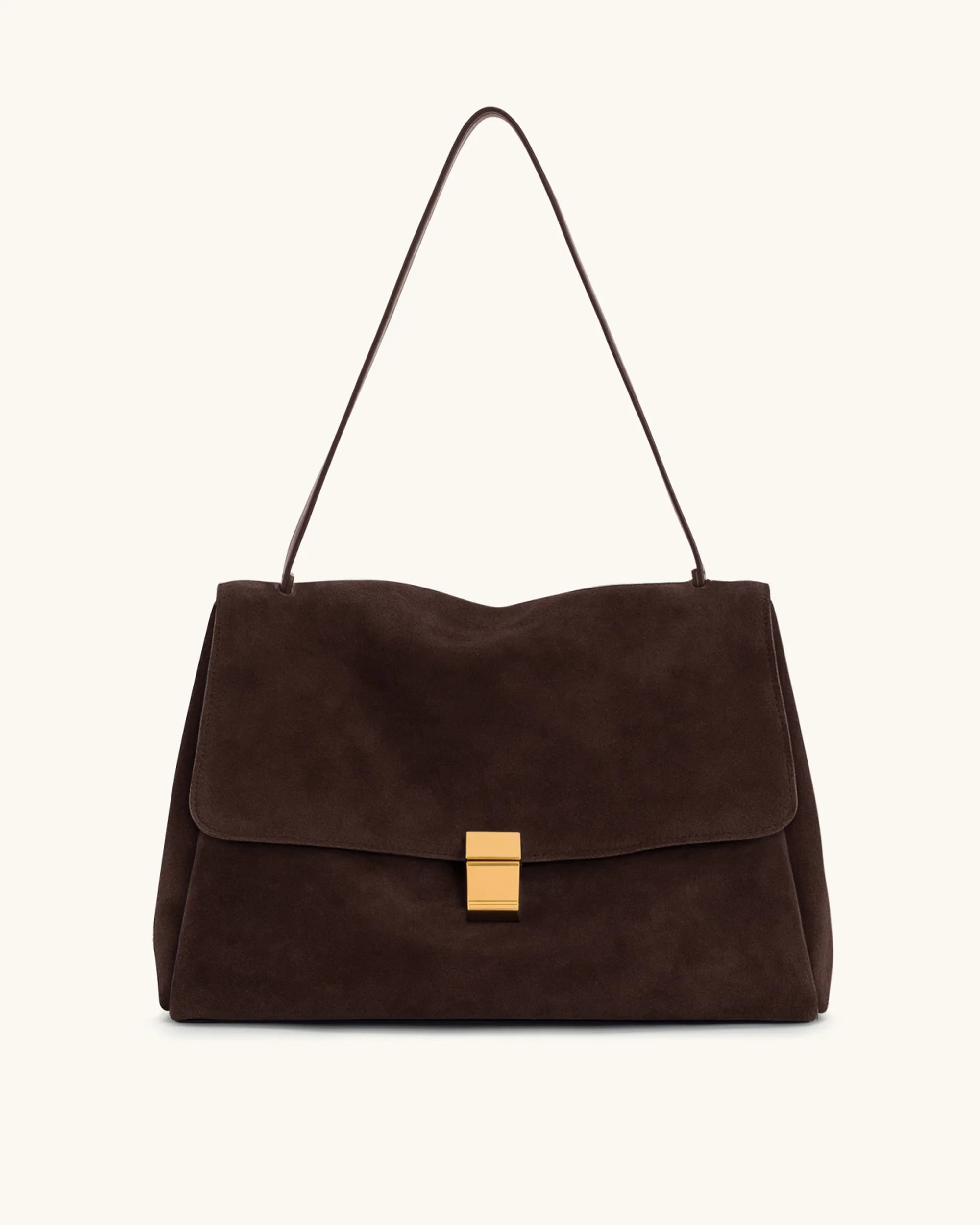 Hilary Faux Suede Shoulder Bag - Dark Brown | JW PEI US