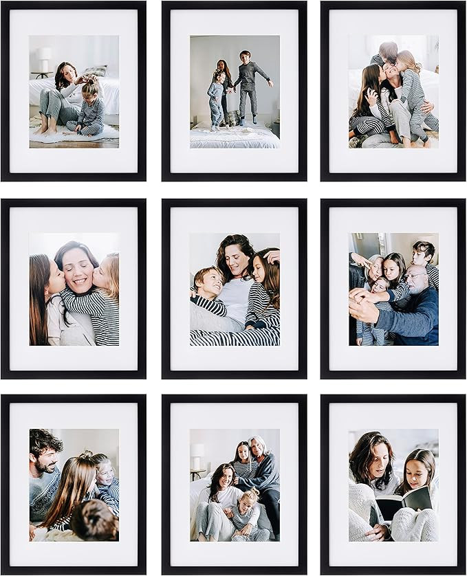 SHEFFIELD HOME 9 Piece Gallery Wall Frame Set, 11x14 in. matted to 8x10 in. (Matte Black) | Amazon (US)