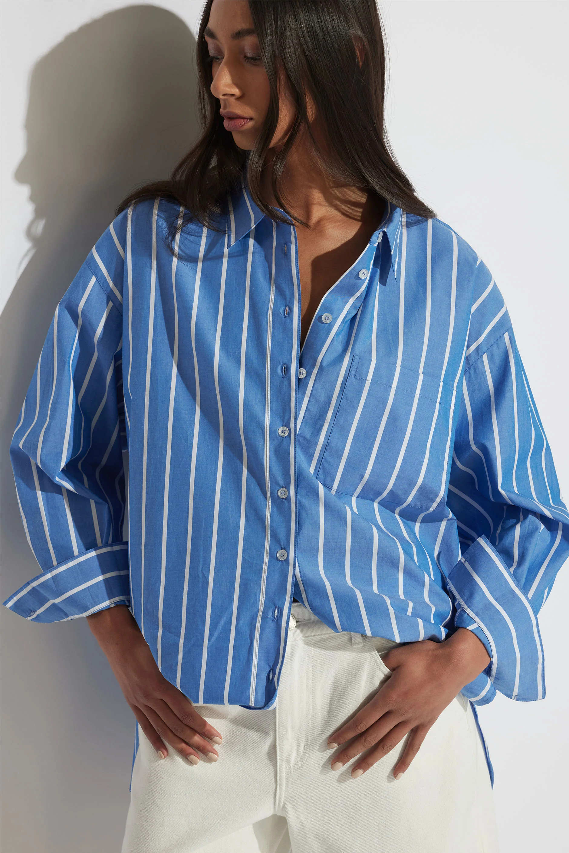 Ella Oversized Shirt - Capri Stripe | DECJUBA