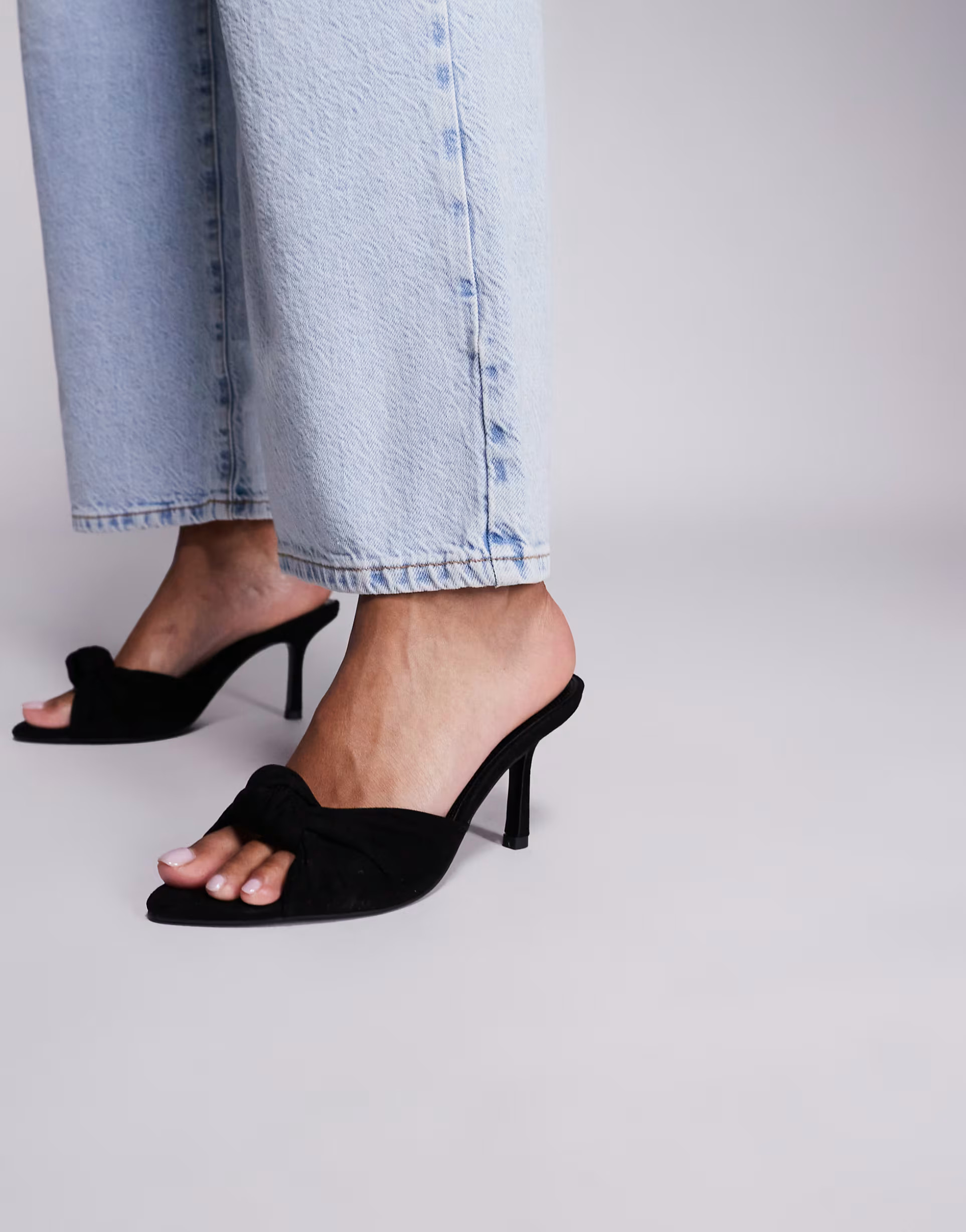 ASOS DESIGN Nemo knotted detail high heeled mules in black suedette | ASOS | ASOS (Global)