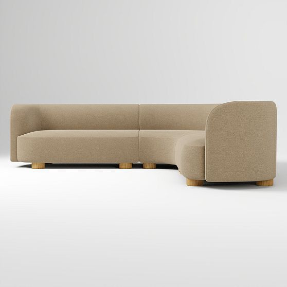 Laurent 2-Seat 3-Piece Wedge Sectional, Performance Marled Basketweave Camel, Blonde | West Elm (US)