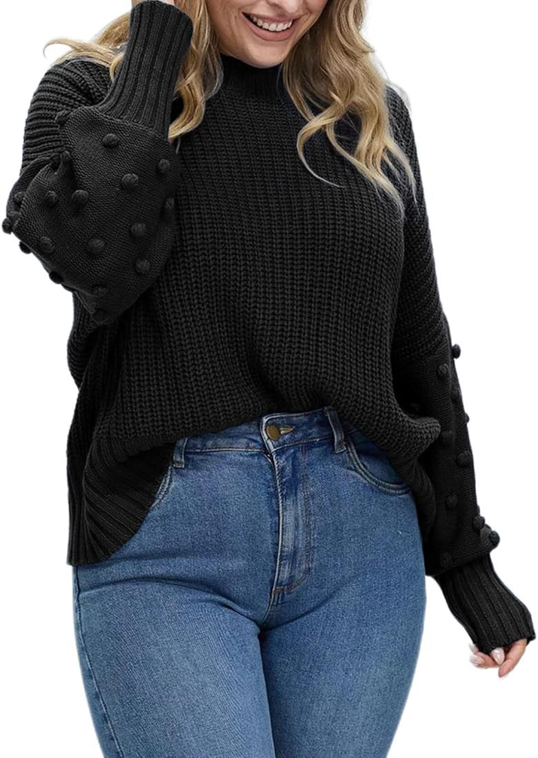 Eytino Womens Plus Size Colorblock Sweaters Crewneck Long Sleeve Side Slit Pullover Sweater Top(1X-5 | Amazon (US)