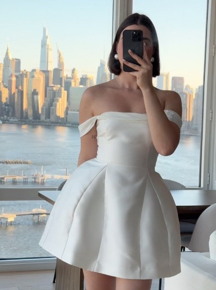 Mini white dress for bridal shower or engagement party! 

#LTKStyleTip #LTKWedding