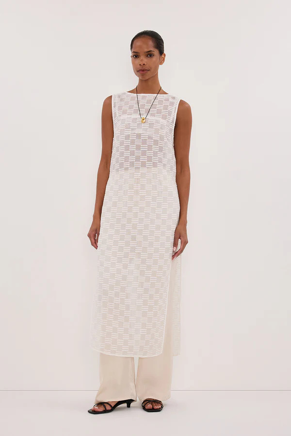 ELBA WHITE SHEER TUNIC TOP | DISSH