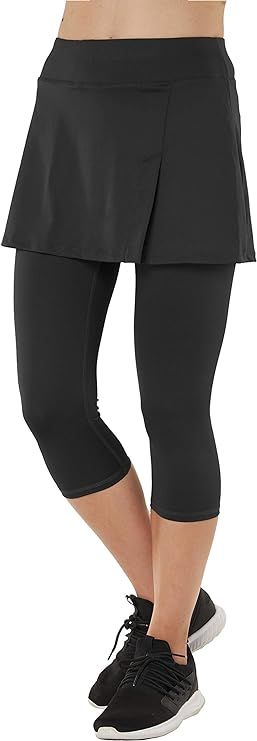 slimour Women Capri Leggings with Skirt Attached Capri Pants Skirted Leggings Workout Skapri | Amazon (US)