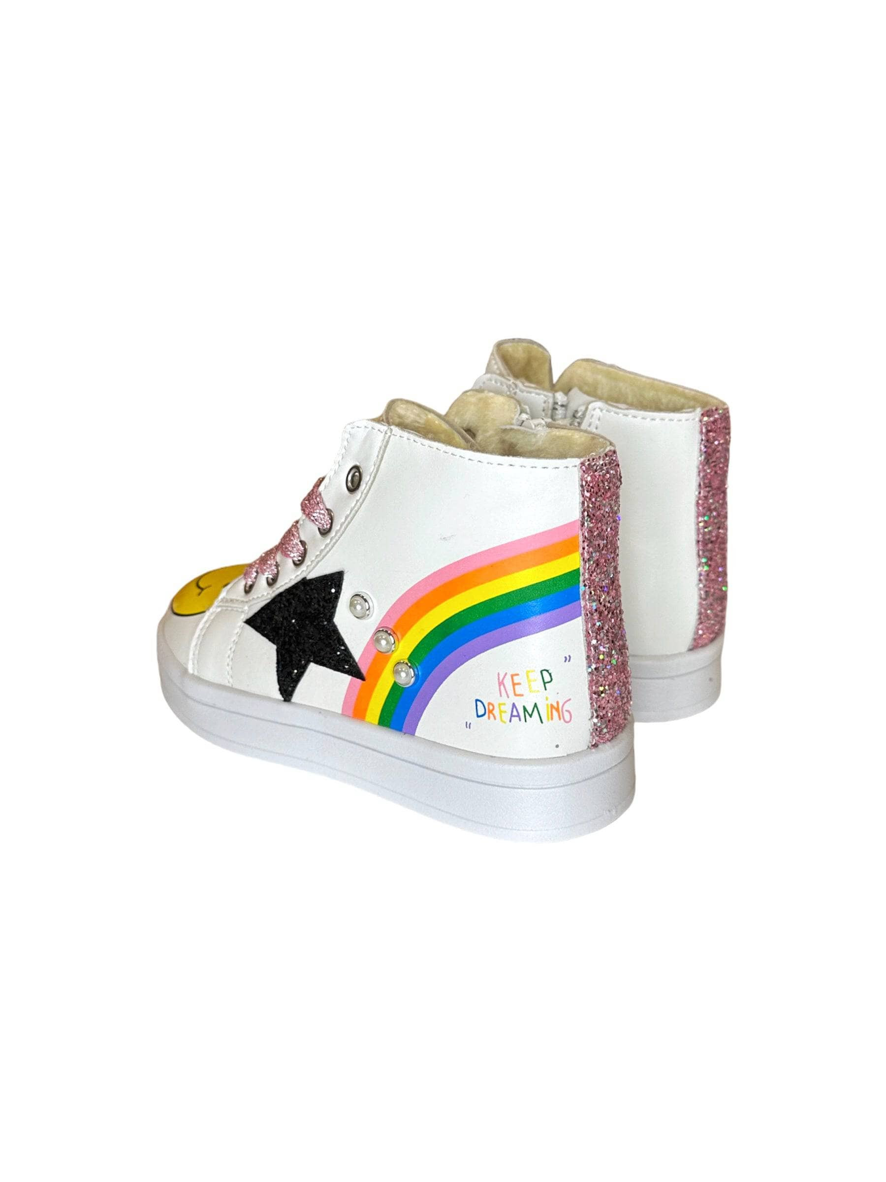 Rainbow Smiley Hi Top Sneaker | Lola + The Boys