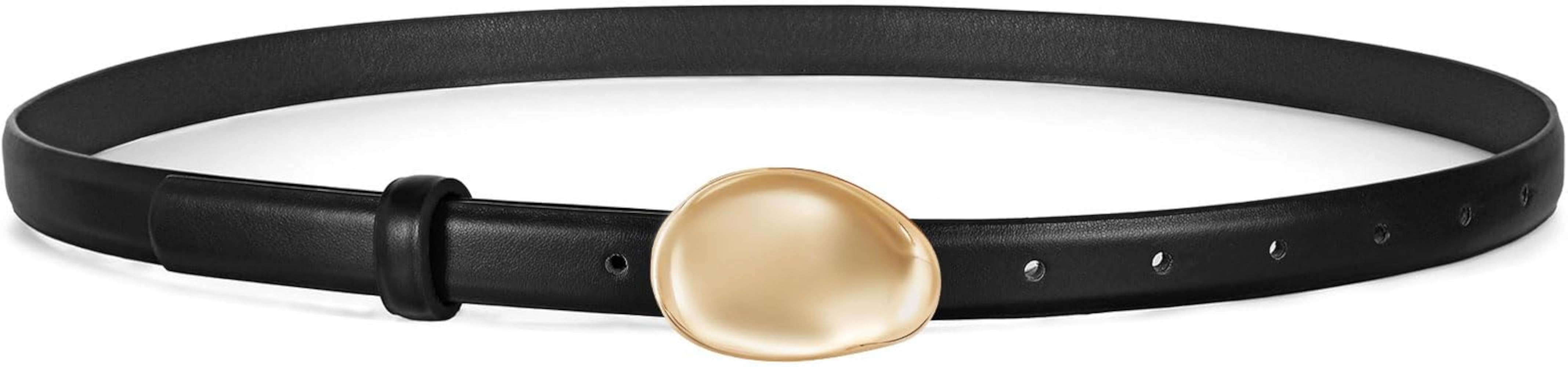 WERFORU Women Skinny Belts for Dress Jeans Ladies Thin Faux Leather Belt with Unique Gold Buckle,0.7" width | Amazon (US)