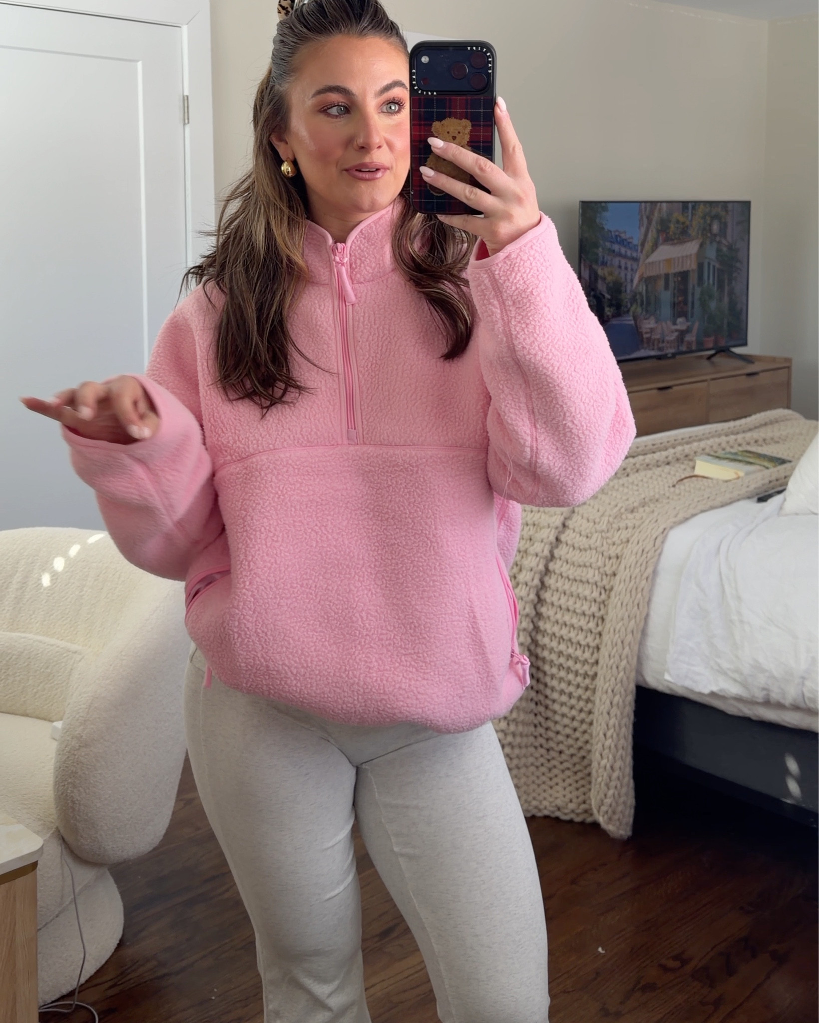 Size large quarter zip, size small pants! 

#LTKootd #LTKValentine #LTKSaleAlert