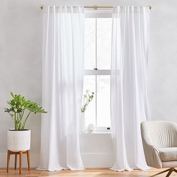 Sheer Crosshatch Curtains (Set of 2) - White | West Elm (US)