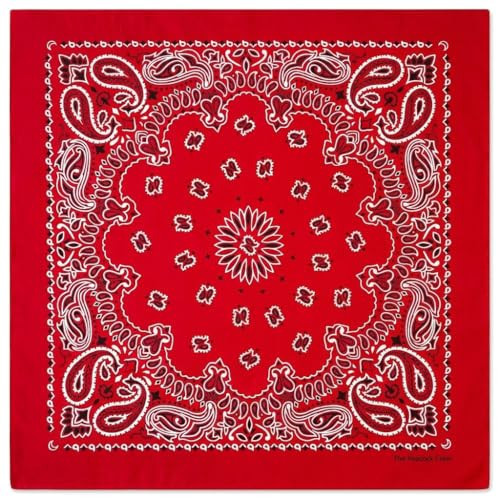 The Peacock Crew Red Bandana for Men and Women in Premium Soft Cotton – Classic Western Cowboy Paisley Scarf, Versatile Headband or Neck Accessory, Gift Kraft Packaging | Amazon (US)