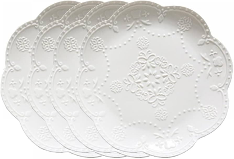 Gaolinci European Palace Series Lace Embossed Ceramic Dinner Plate (Set of 4) | Amazon (US)