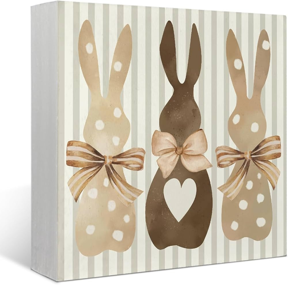 Mtrgdn Easter Decorations Rustic Bunny Rabbit Spring Indoor Wood Blocks Sign Decor,Happy Easter W... | Amazon (US)