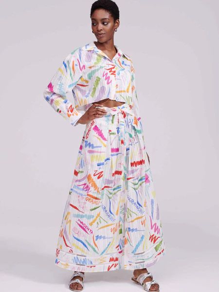 Aquarela Cotton Pleated Maxi Skirt | Hayley Menzies
