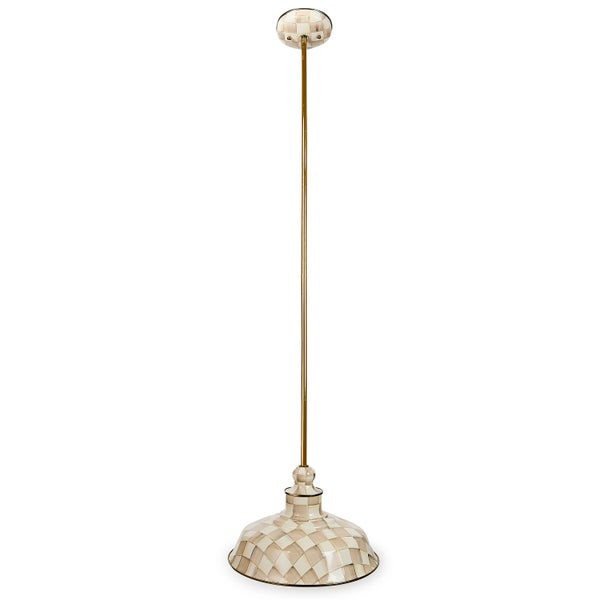 MacKenzie-Childs Mocha Check 12" Barn Pendant | MacKenzie-Childs