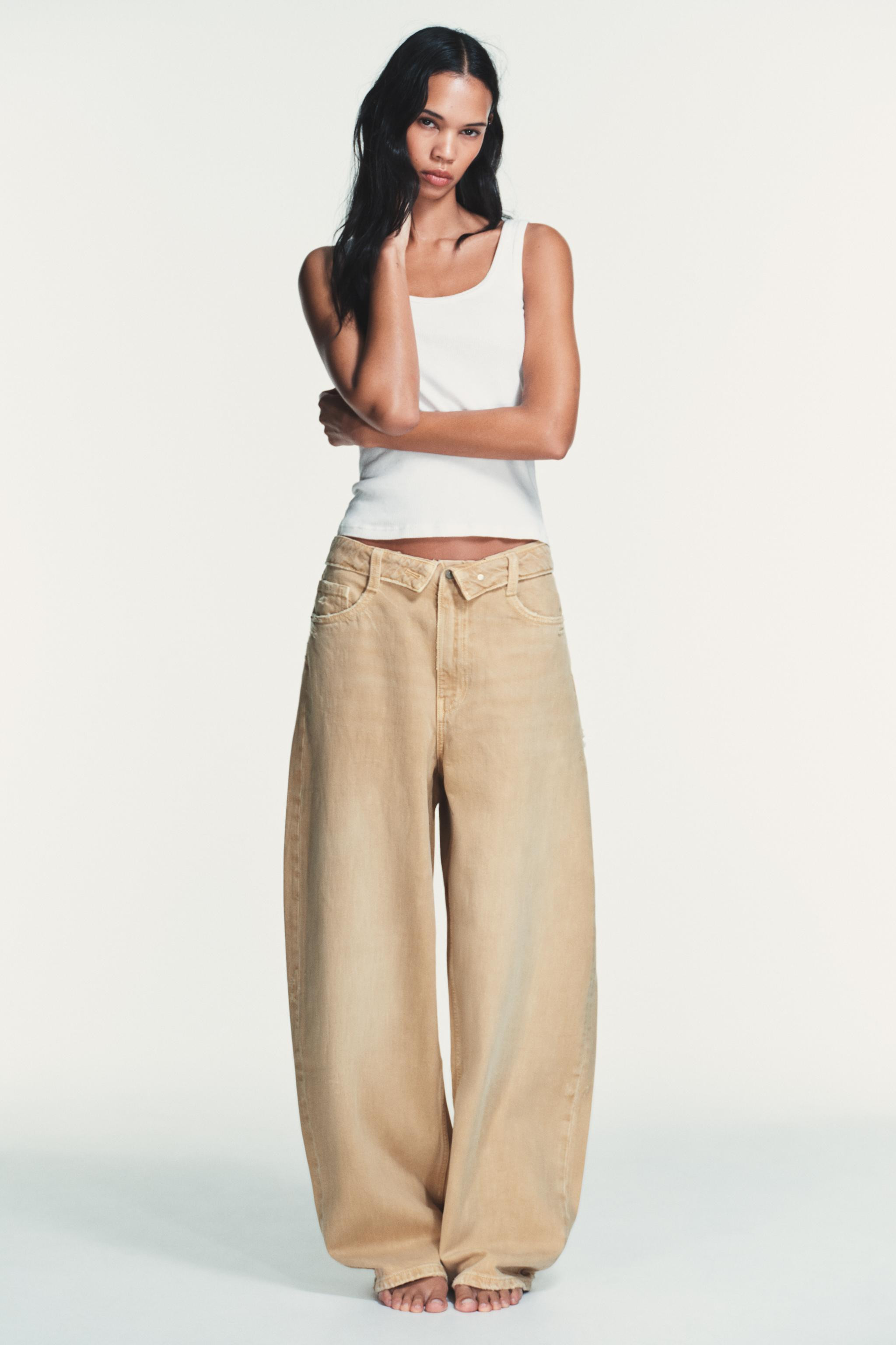 TRF MID-RISE FOLDED WAIST JEANS | Zara US