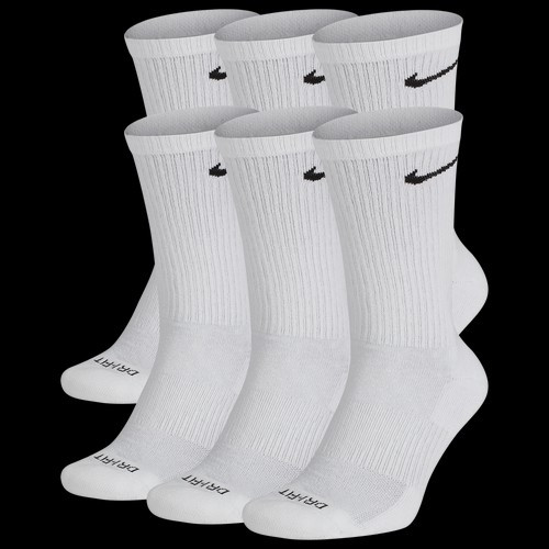 Nike Mens Nike 6 Pack Everyday Plus Cushioned Socks - Mens White/Black Size M | Foot Locker (US)