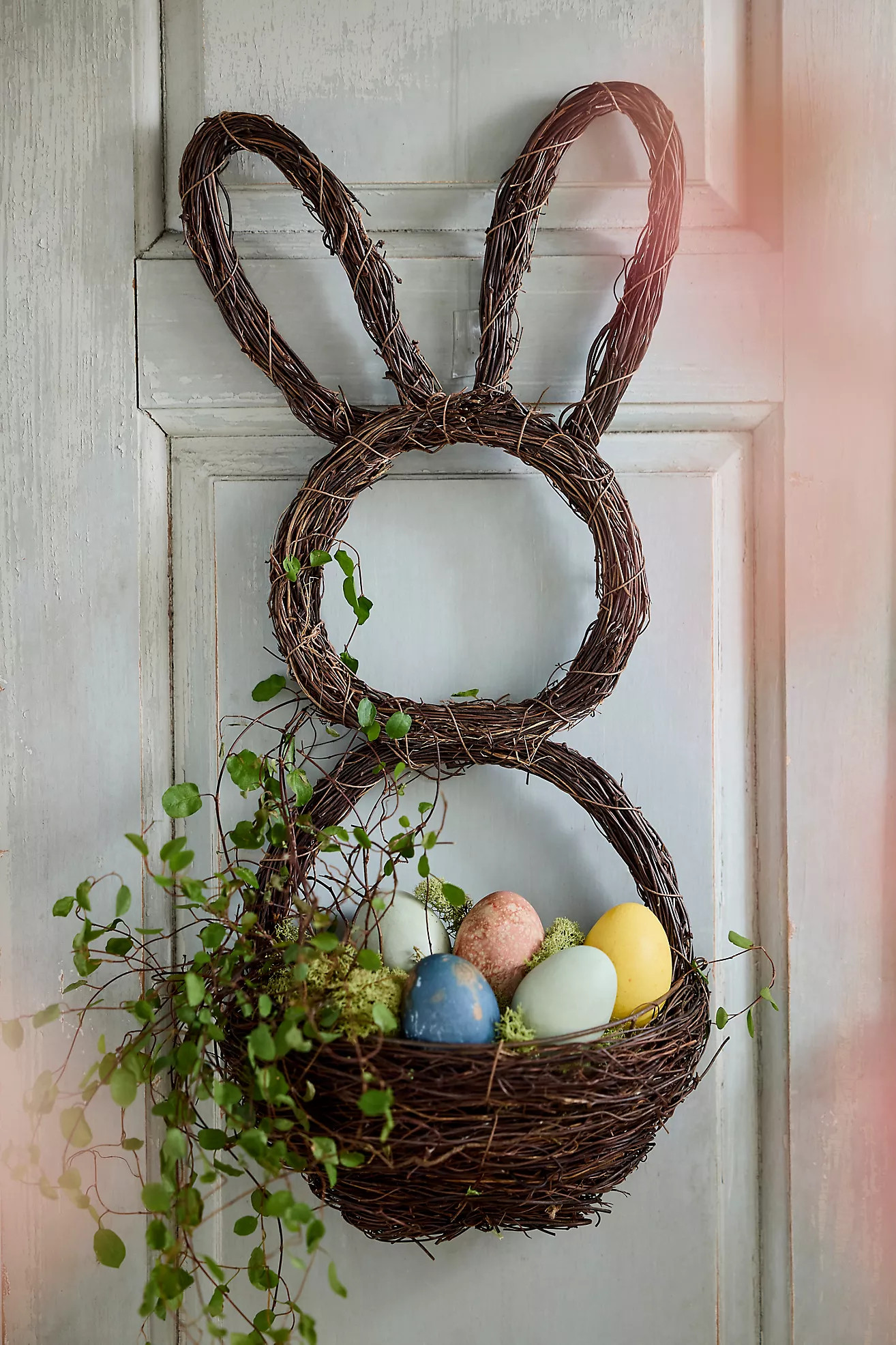 Woven Rattan Bunny Basket Wreath | Anthropologie (US)