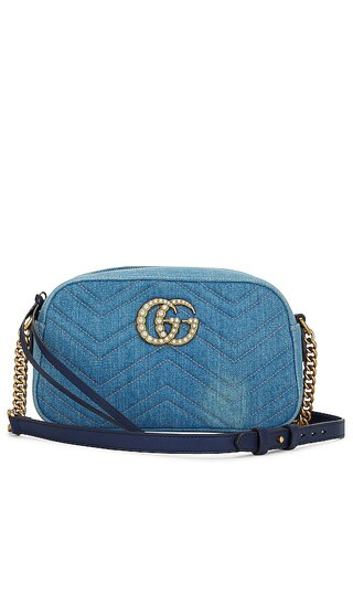 Gucci GG Marmont Chain Shoulder Bag in Blue | Revolve Clothing (Global)