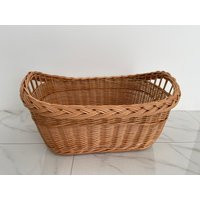 Large Wicker Laundry Basket, Handled Oval Storage Hamper | Etsy (US)