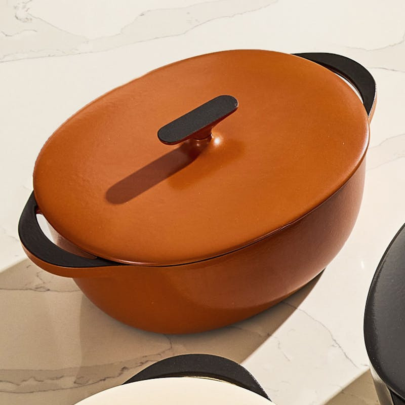 Caraway 8.5 qt Enameled Cast Iron Oval Dutch Oven in Rust I No Seasoning Required | Caraway