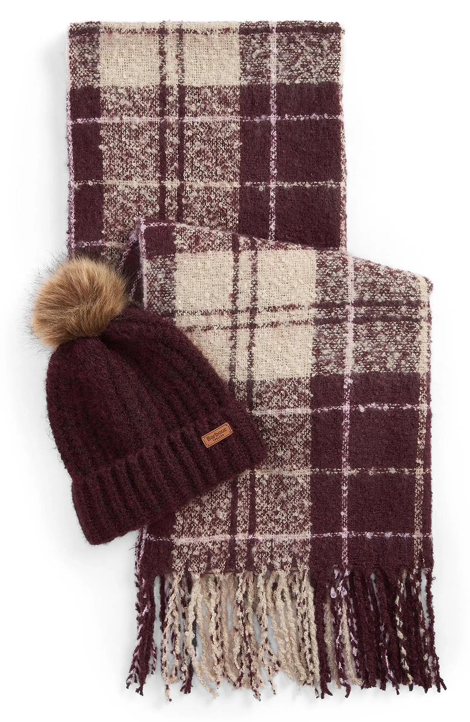 Saltburn Faux-Fur Pompom Beanie & Bouclé Scarf Gift Set | Nordstrom