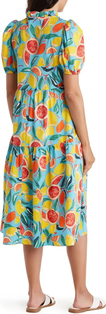 Puff Sleeve Tiered Midi Dress | Nordstrom Rack