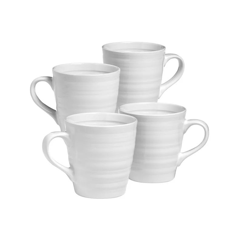 Woven Paths Farmhouse Style Mugs, Set of 4, White | Walmart (US)