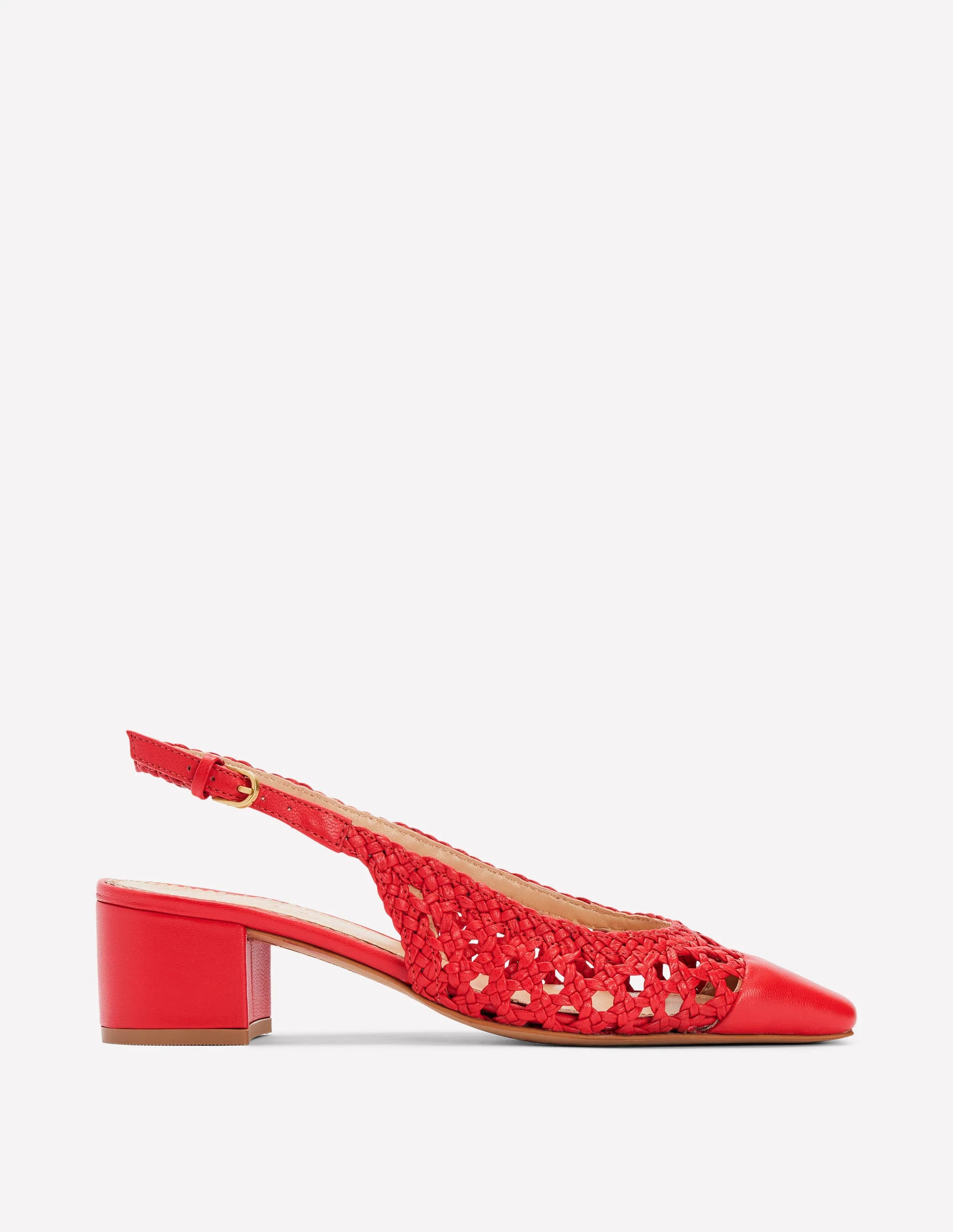 Ailsa Block Heel Slingbacks-Post Box Red Woven | Boden (US)