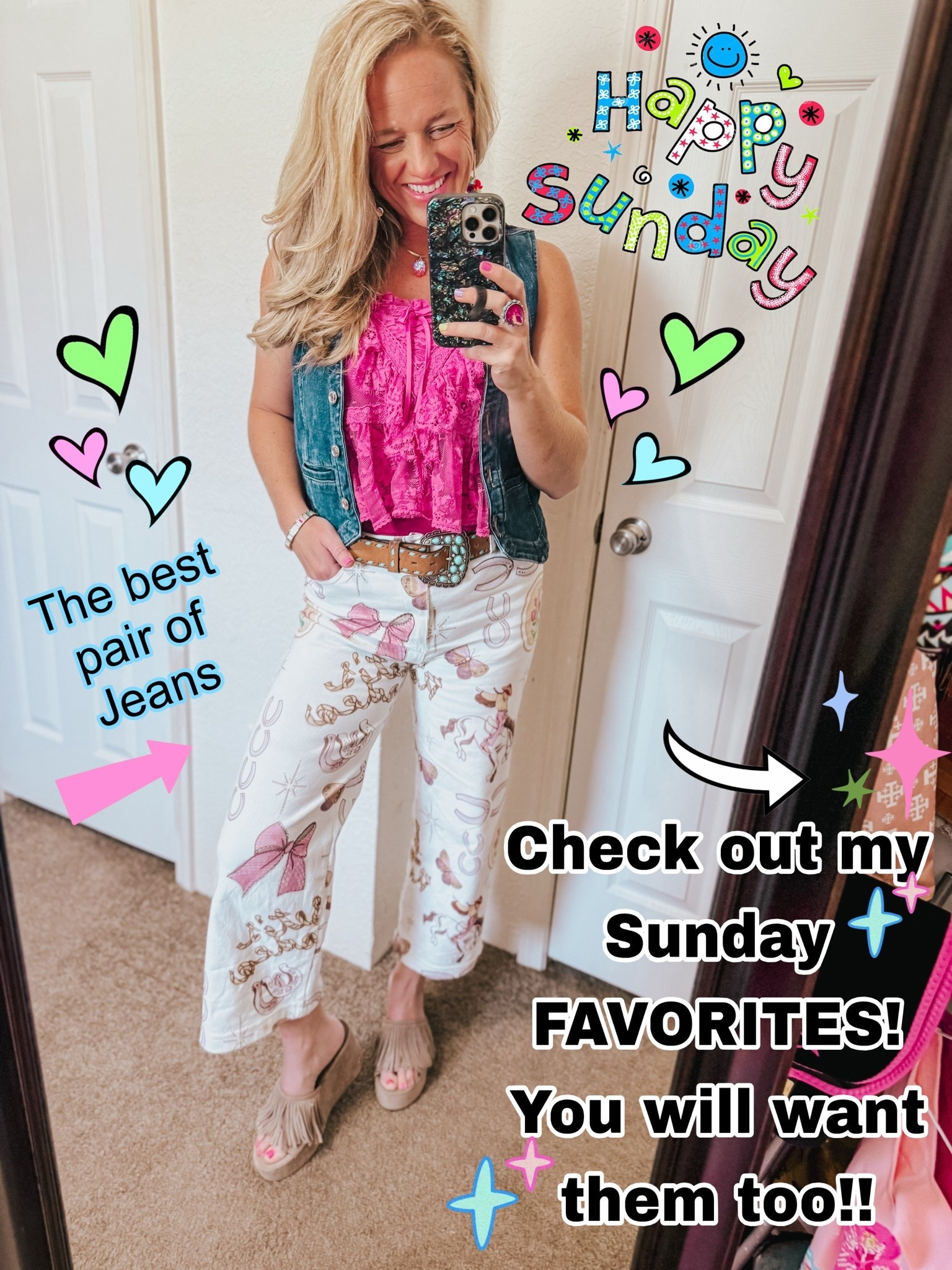 Sunday Outfit with a girly western style 🩷 
👜 Follow + comment COWGIRL for links to my Sunday Favorites!! A western outfit for this beautiful Sunday in July!
#westernstyle #westernfashion #sundayoutfit #styleinspiration

#LTKootd #LTKgrwm #LTKWorkwear