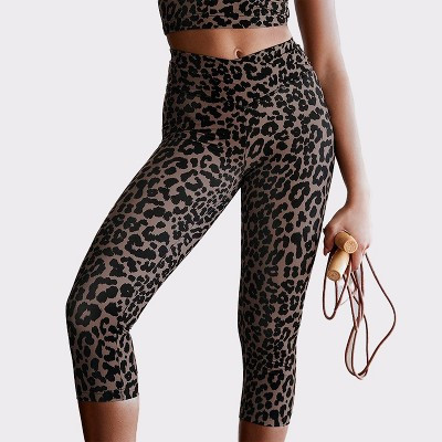 Women's Cropped Leopard Cheetah Leggings - LASCANA - Brown Leopard Leopard Spot 12/14 | Target