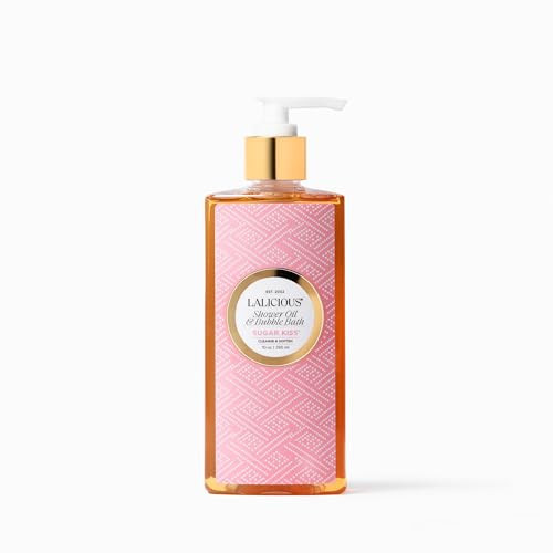LALICIOUS Sugar Kiss® Shower Oil & Bubble Bath, Moisturizing Body Wash with Topical Probiotics & Grapeseed Oil, Multi-Use Softening Cleanser for Shower, Bath & Shaving, 10 Oz | Amazon (US)