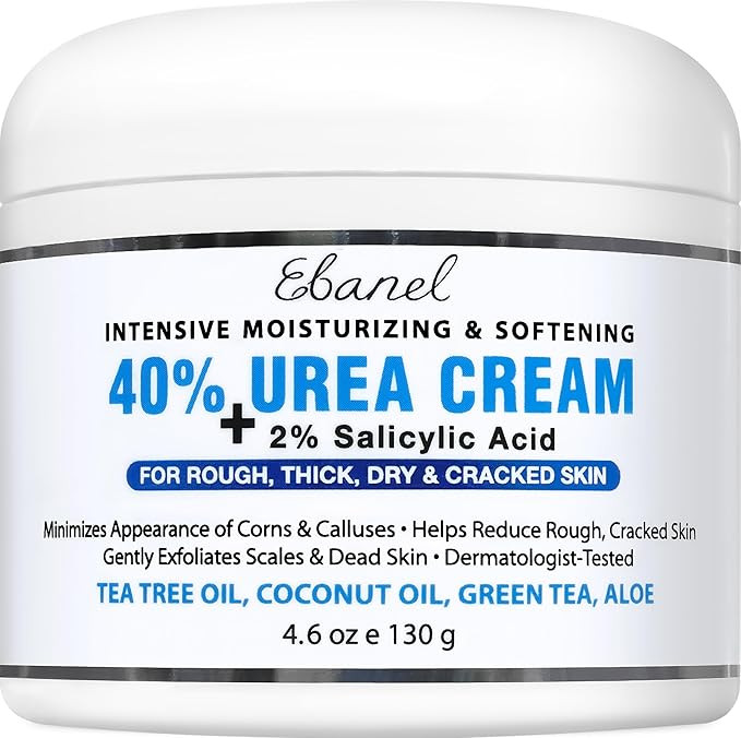 Ebanel Urea Cream 40% plus Salicylic Acid 2%, Foot Cream for Dry Cracked Heels Feet Knees Elbows ... | Amazon (US)