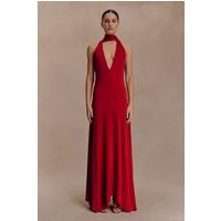 Juliet Slinky Maxi Dress With Scarf - Ruby I MESHKI I Size 3XL | MESHKI US