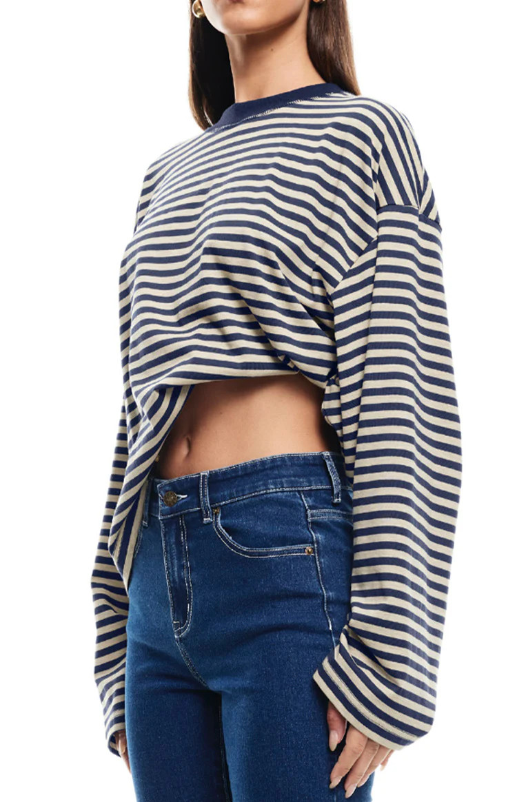 Lioness Bloom Navy Stripe Long Sleeve Top | Beginning Boutique (AU)