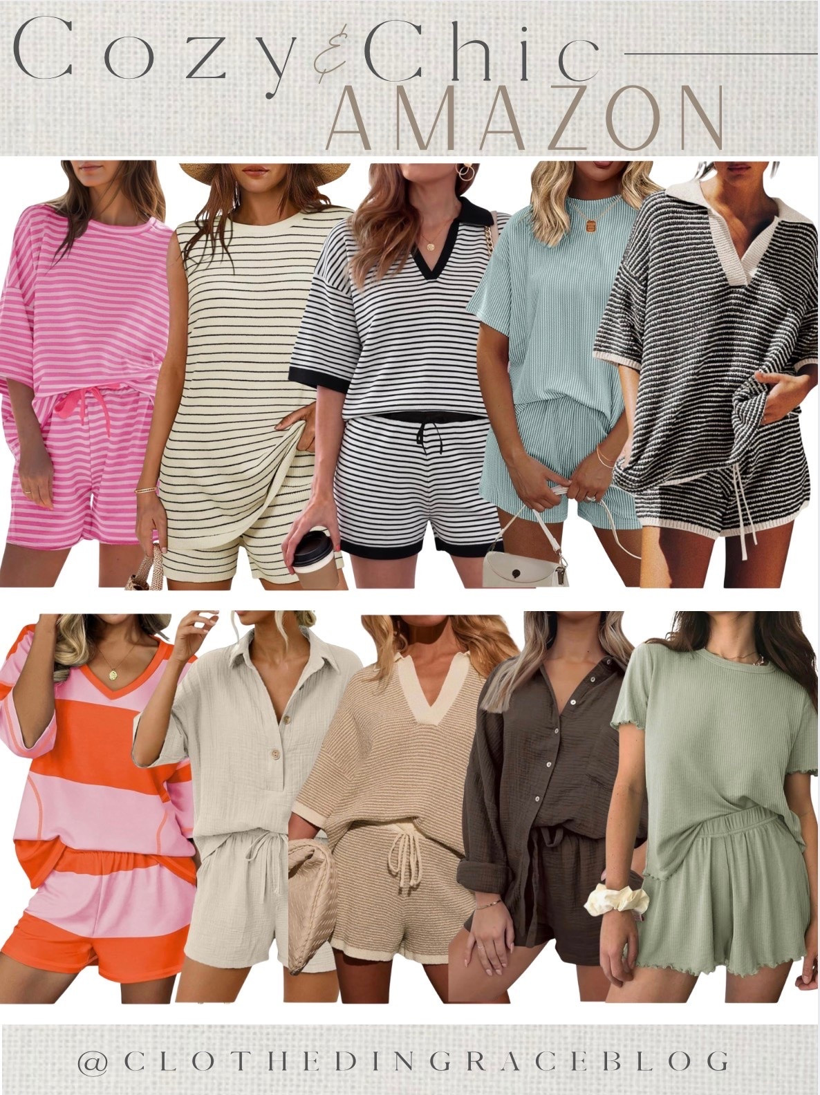 Cozy & chic Amazon lounge set! 

Top, bottom, shorts, long sleeve, travel style, collar, stripes

#LTKootd #LTKgrwm #LTKTravel
