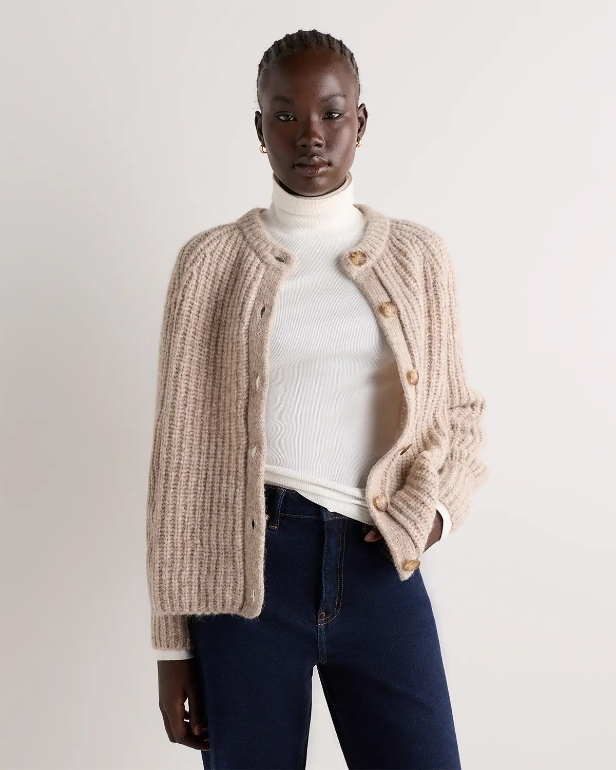 Lofty Baby Alpaca Chunky Crew Cardigan | Quince