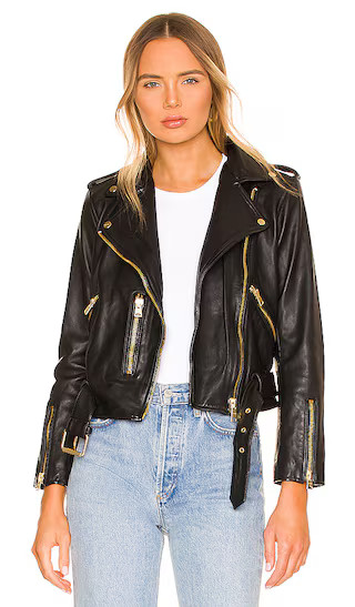 Balfern Gold Biker Jacket in Black | Revolve Clothing (Global)